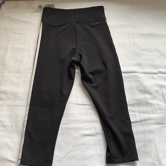 ADIDAS Women's Design 2 Move 3 Stripes 3/4 Tights Black and White Stripe Small - Picture 10 of 11